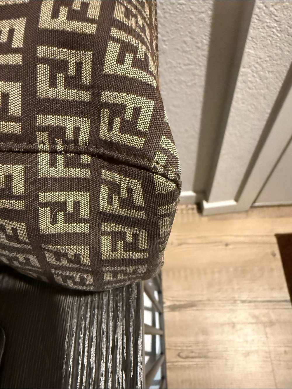 Fendi Brown Monogram Canvas and Leather Tote with Dark Brown Leather handles. - Picture 7 of 16